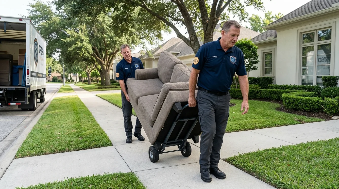 Local residential moving crew loading furniture in Saratoga Springs, NY